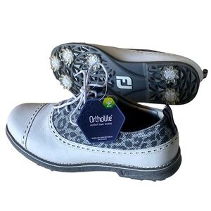 FOOTJOY LEATHER DRYJOYS Premier Golf Shoes Charcoal Animal Print 99037 Size 7